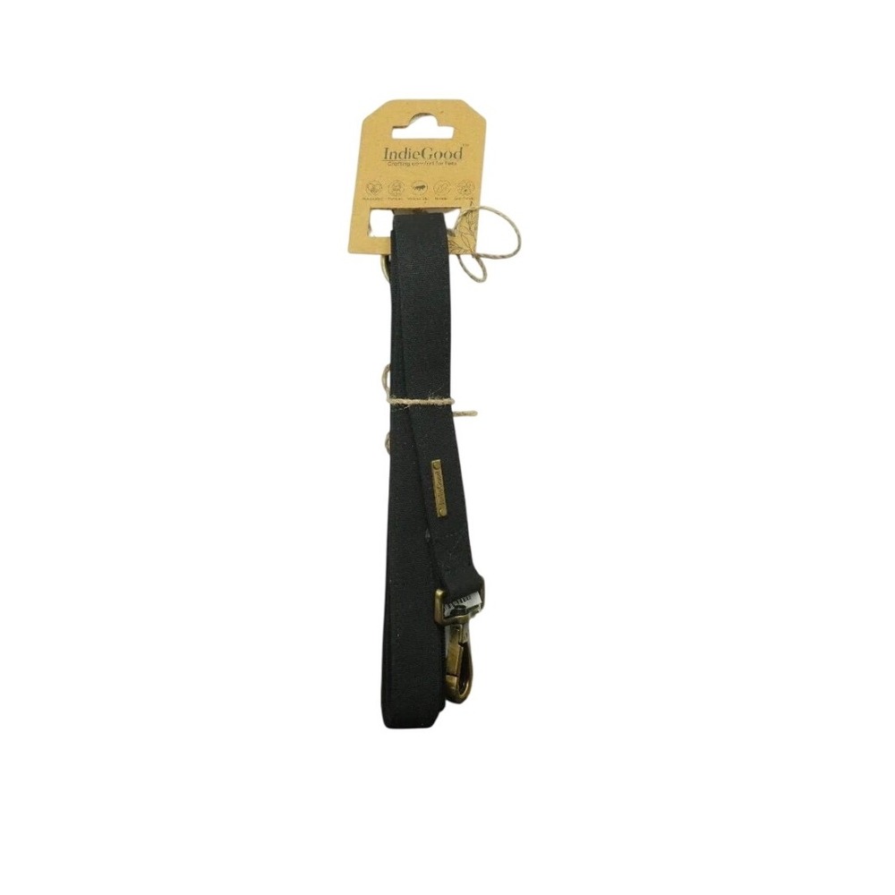IndieGood Black Adjustable Canvas Web Dog Leash Gold Metal Clasp Large 6ft NWT